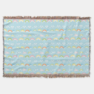Colourful Cloud and Rainbow Seamless Throw Blanket