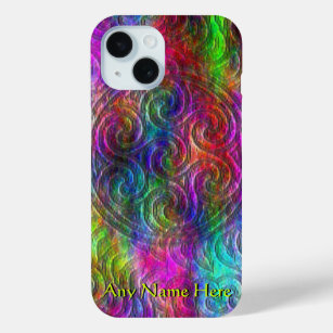 Colourful Clouds Celtic Knot with Name iPhone 15 Case