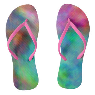 Colourful clouds flip flops