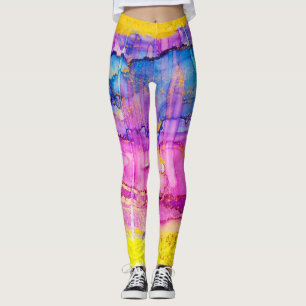 Colourful clouds macro, ink splatter. leggings