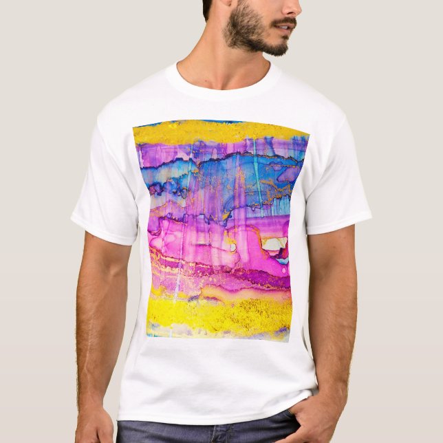 Colourful clouds macro, ink splatter. T-Shirt (Front)