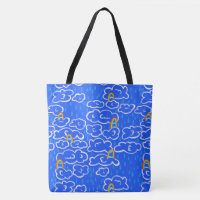 Colourful Clouds Rain Rainbow Blue Pattern