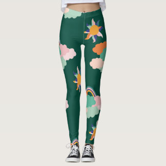 Colourful Clouds Rainbows Seamless Pattern Leggings