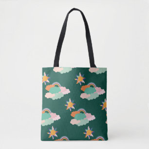 Colourful Clouds Rainbows Seamless Pattern Tote Bag