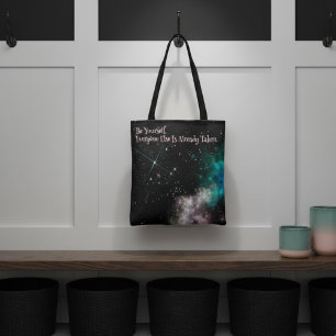 Colourful Clouds Stars in Space Typography Tote Bag