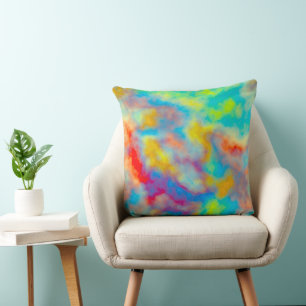 Colourful clouds throw pillow