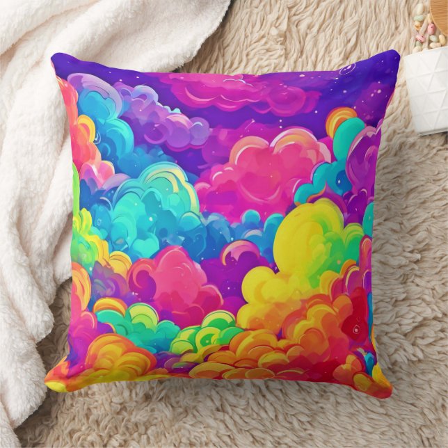 Colourful Cloudscape Art Throw Pillow (Blanket)