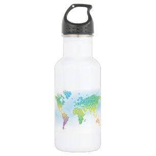 Colourful Clover World Map 532 Ml Water Bottle