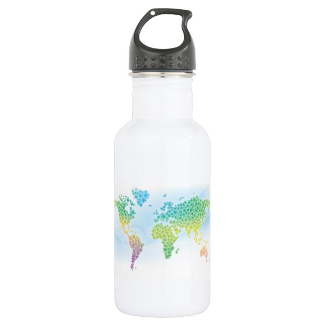 Colourful Clover World Map 532 Ml Water Bottle (Front)