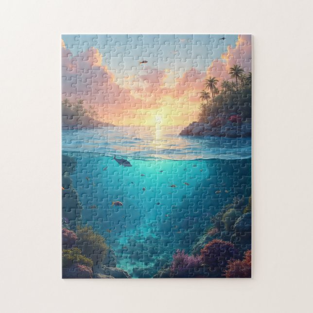 Colourful coastal inlet jigsaw puzzle (Vertical)