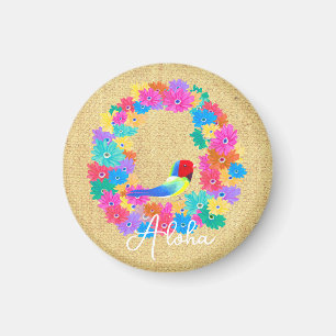 Colourful Coastal Rustic Bird 'Aloha'  Magnet
