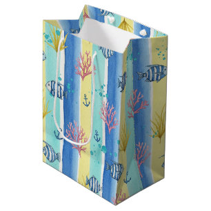 Colourful Coastal Sea Life Pattern (10) Medium Gift Bag
