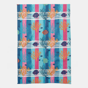 Colourful Coastal Sea Life Pattern (11) Kitchen Towel