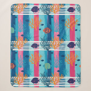 Colourful Coastal Sea Life Pattern (11) Sherpa Blanket
