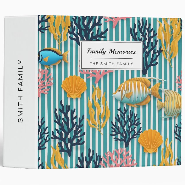 Colourful Coastal Sea Life Pattern (12) Binder (Front/Spine)
