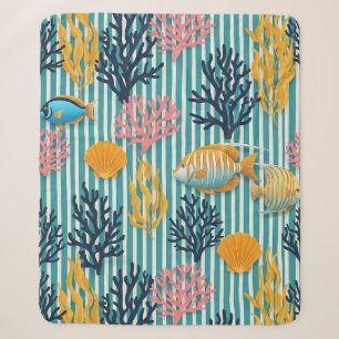 Colourful Coastal Sea Life Pattern (12) Sherpa Blanket