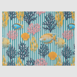 Colourful Coastal Sea Life Pattern (12) Tissue Paper