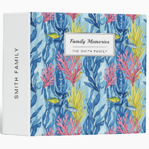Colourful Coastal Sea Life Pattern (1) Binder