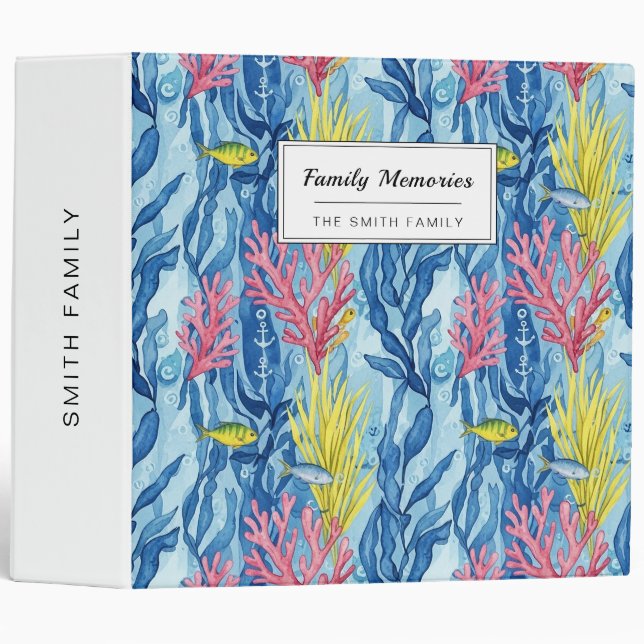 Colourful Coastal Sea Life Pattern (1) Binder (Front/Spine)