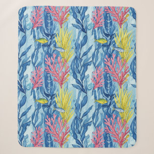 Colourful Coastal Sea Life Pattern (1) Sherpa Blanket
