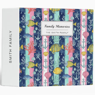 Colourful Coastal Sea Life Pattern (2) Binder