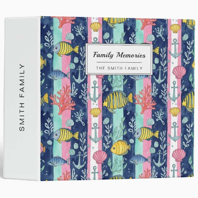 Colourful Coastal Sea Life Pattern (2) Binder (Front/Spine)