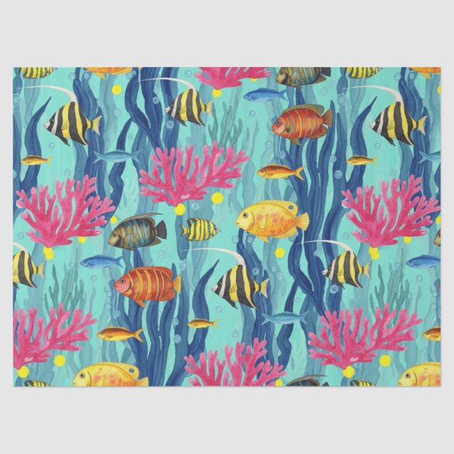 Colourful Coastal Sea Life Pattern (4) Tissue Paper (Front)