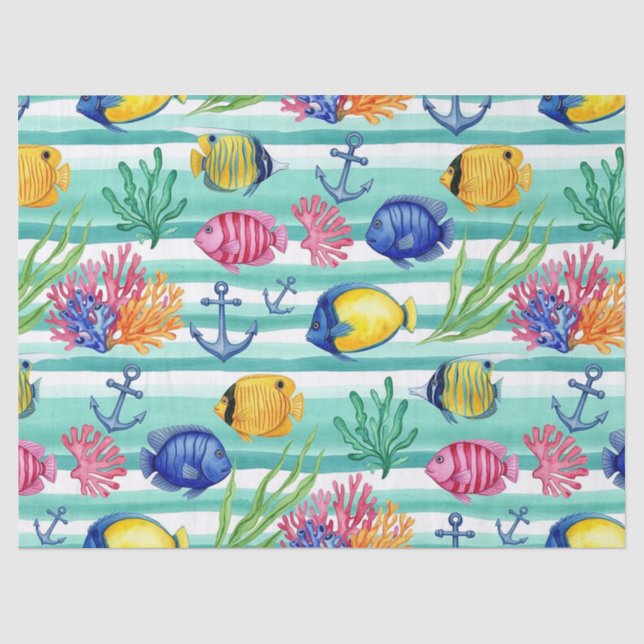 Colourful Coastal Sea Life Pattern (5) Tissue Paper (Front)