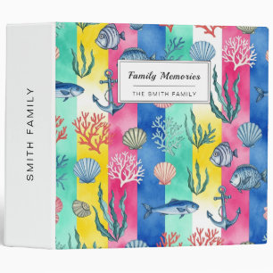 Colourful Coastal Sea Life Pattern (6) Binder