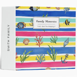 Colourful Coastal Sea Life Pattern (7) Binder