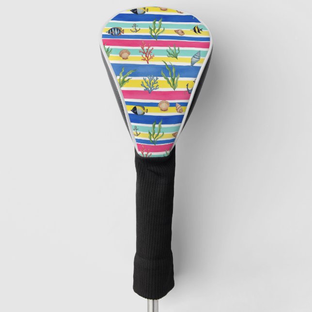 Colourful Coastal Sea Life Pattern (7) Golf Head Cover (Front)