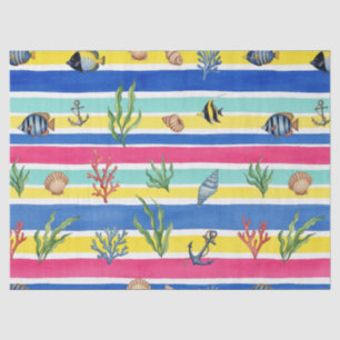 Colourful Coastal Sea Life Pattern (7) Tissue Paper