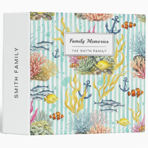 Colourful Coastal Sea Life Pattern (8) Binder