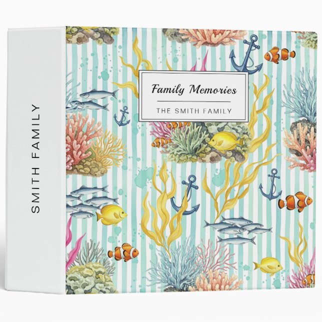 Colourful Coastal Sea Life Pattern (8) Binder (Front/Spine)