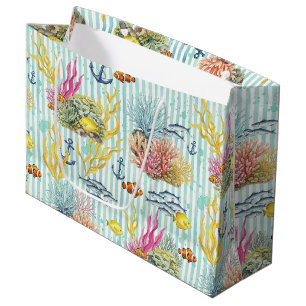 Colourful Coastal Sea Life Pattern (8) Large Gift Bag
