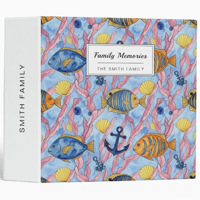 Colourful Coastal Sea Life Pattern (9) Binder (Front/Spine)