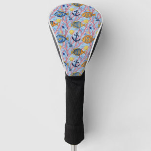 Colourful Coastal Sea Life Pattern (9) Golf Head Cover