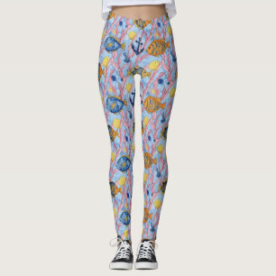 Colourful Coastal Sea Life Pattern (9) Leggings