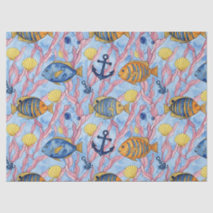 Colourful Coastal Sea Life Pattern (9) Tissue Paper