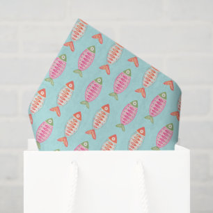 Colourful Coastal Summer Fish Pattern Tissue Paper