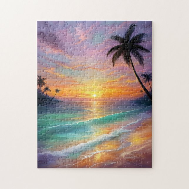 Colourful coastal sunset jigsaw puzzle (Vertical)