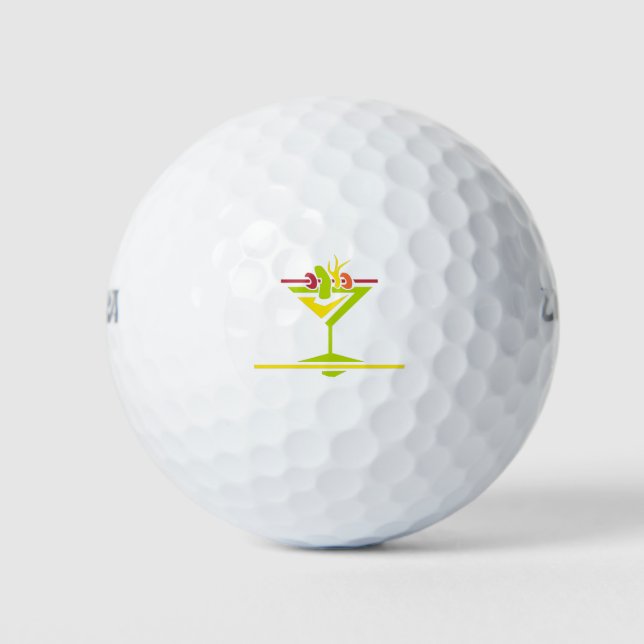 Colourful Cocktail Martini Time Golf Balls (Front)