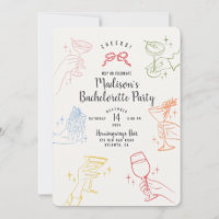 Colourful Cocktail Party Bachelorette Party Invite