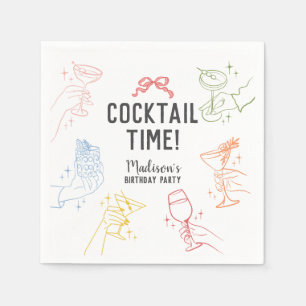 Colourful Cocktail Party Retro Birthday Party Napkin