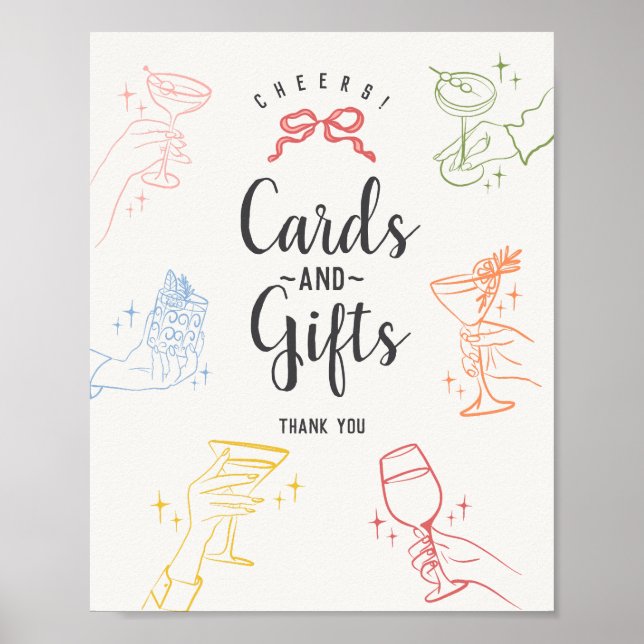 Colourful Cocktail Party Retro Cards & Gifts Sign (Front)