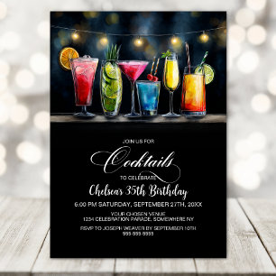 Colourful Cocktails Birthday Party Invitation