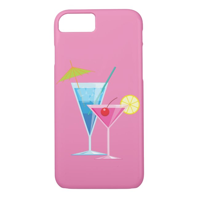 Colourful Cocktails on Pink iPhone 7 Case (Back)