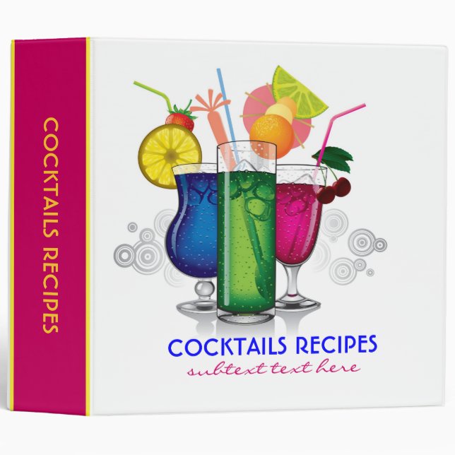 Colourful Cocktails Recipes Avery Binder Template (Front/Spine)