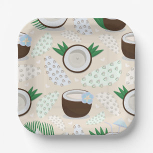 Colourful coconut pattern paper plate