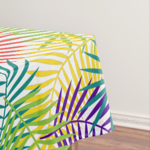 Colourful Coconut Stylized Palm Leafs Pattern Tablecloth